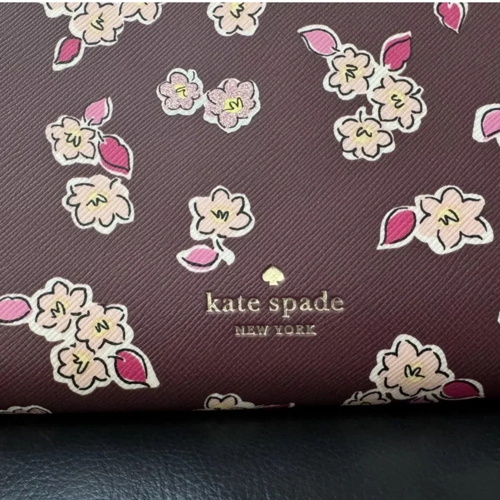 Kate Spade Frosted Floral Tinsel Flap Crossbody Bag/Clutch In Deep Berry